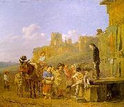 DUJARDIN, Karel A Party of Charlatans in an Italian Landscape df oil painting reproduction